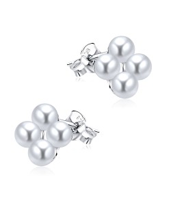 Charming Pearl Cluster Silver Ear Stud STS-5264